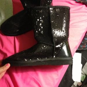 black sequin boots