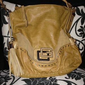 SOLD Guess Tan Large Hobo Bag