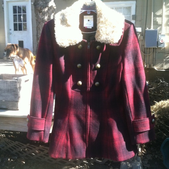 Anthropologie red/black wool jacket