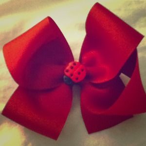 Red ladybug toddler hair bow