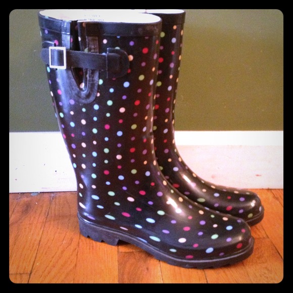 Polka dot rain boots