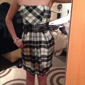 Candies Plaid Strapless Dress