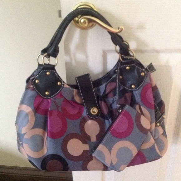 💘Colorful purse with Leather trim💘