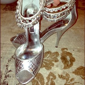 Silver "Nina" anklet heels
