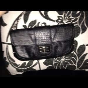 Express Black Croc Clutch w Chain Strap