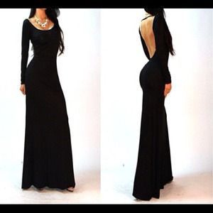 REDUCED-Black Backless Gown : Medium