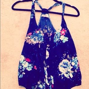 Floral button up tank top