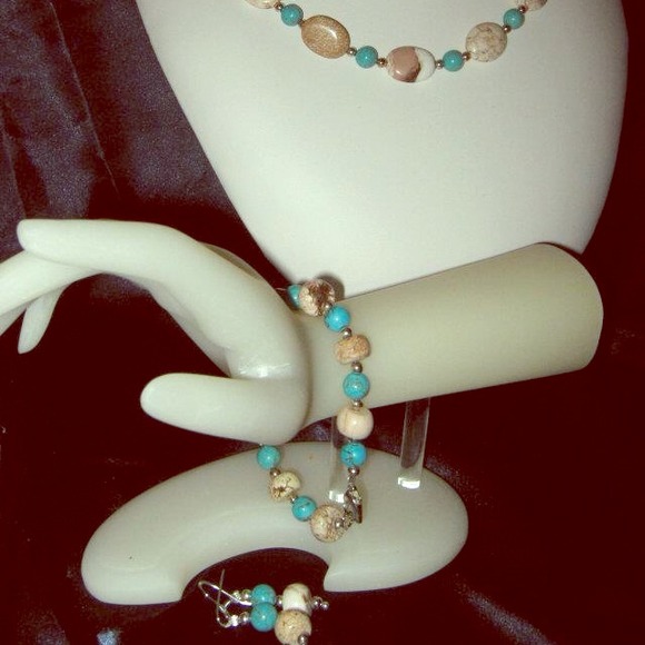 Hand made necklace, bracelet and earrings
