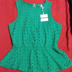 Pim + Larkin Eyelet Peplum Top