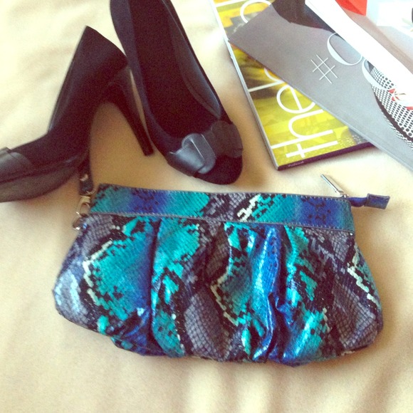 NY & Co Handbags - Python print clutch