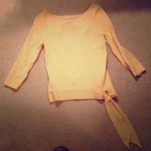 Yellow 3/4 length sleeve sweater with tie detail