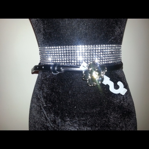 New Black belt with flower buckle