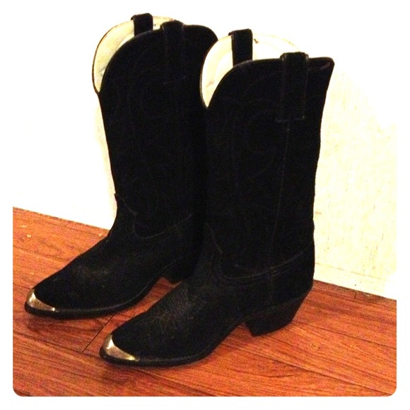 Vintage suede black cowboy boots!
