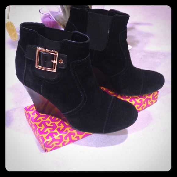 Tory Burch Suede Wedge Boots 8.5