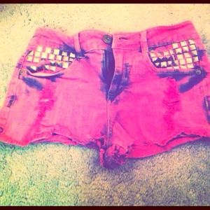 Tie die studded shorts