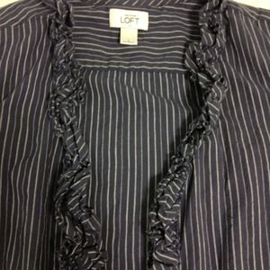 Ann Taylor Blue and White Stripped long shirt