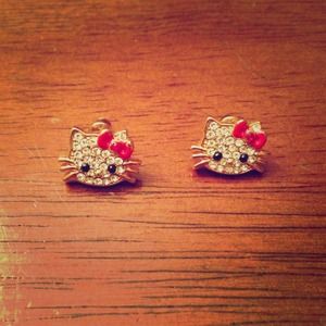 Gold Colored Hello Kitty Earrings