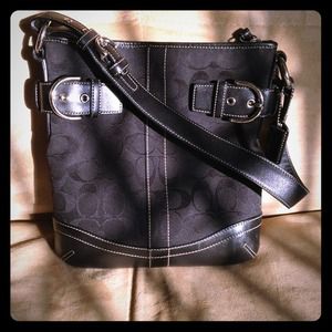 Coach black signature shoulder bag