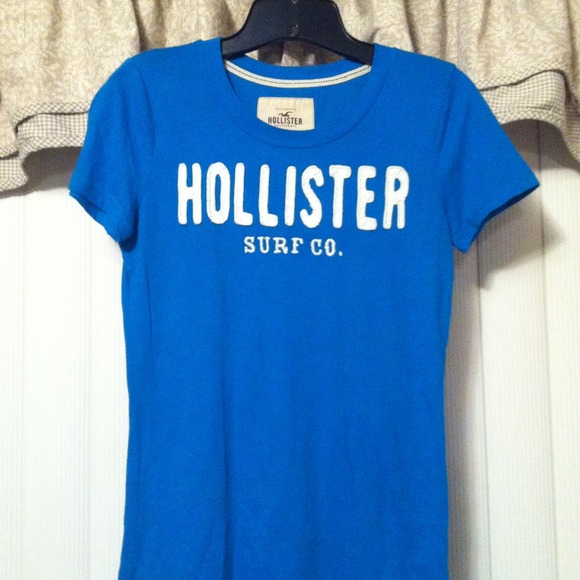 Hollister T-shirt, size Sm. Blue w/white letters - Picture 1 of 3