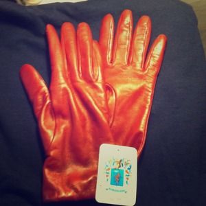 Cashmere lines leather gloves - red