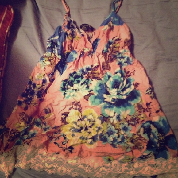 Pink floral forever 21 top