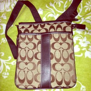 Imitation coach cross body bag, brown.