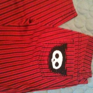 Red and black strip skinny jeans