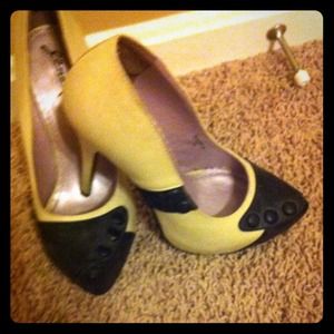 Cream and black heels