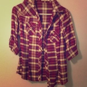 Maroon plaid button up