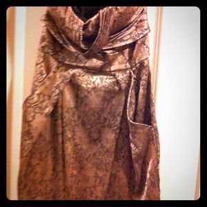 Rose and silver strapless dress