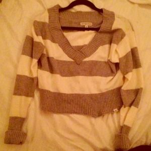 Grey and white striped sweater