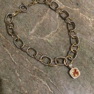 Costume necklace, removable citrine pendant.