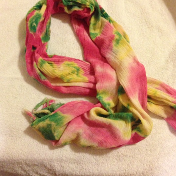 Pink and green soft beautiful floral scraf
