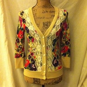 Just Ginger Flower and Lace Cardigan