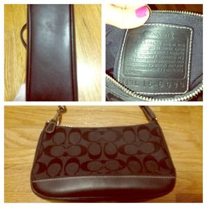 Coach classic black monogram clutch