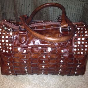 Brown Rhinestone and Studs Handbag