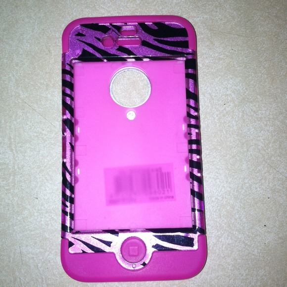 pink zebra print case never been used