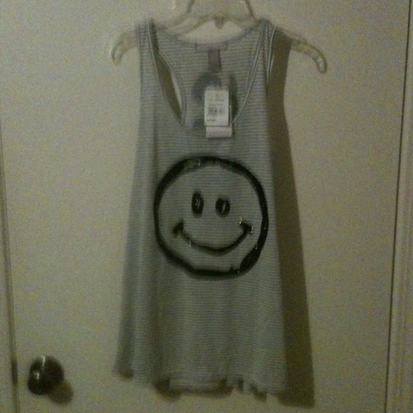 Super cute smiley tank.glittery black.
