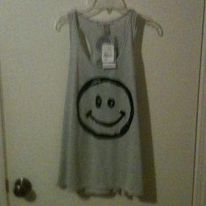 Super cute smiley tank.glittery black.