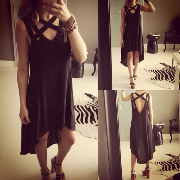 Hi-lo caged top maxi dress