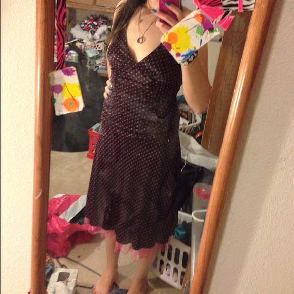 Black and pink polka dot dress