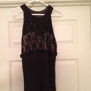 Black lace tank with nude lining