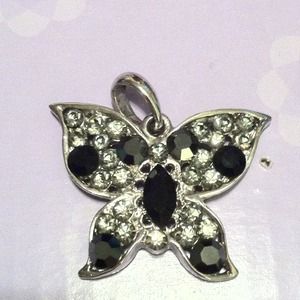 Black and silver butterfly pendant
