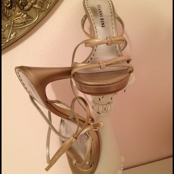 Gold heels with embellishment