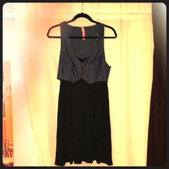 SOLD in bundle--Black dress with denim vest