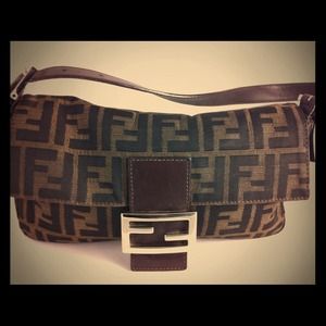 Fendi, small Zucca Shoulder Bag. Authentic.