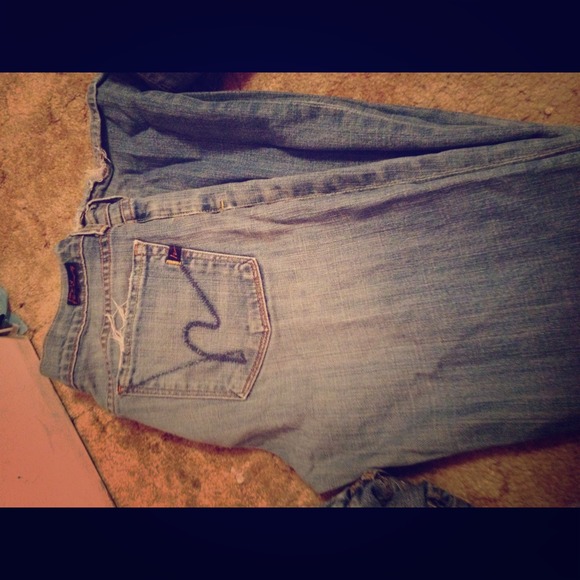 Size 30 blue wash jeans, flared