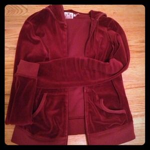 Juicy Couture Burgundy Velour Hoodie Sz M