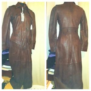 Union co vintage butter soft leather trench sz M