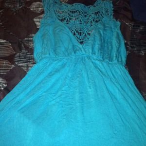 Small teal top with crochet back